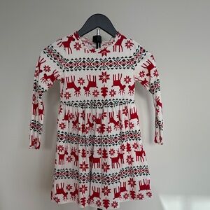 Hanna Andersson Red and White Cotton Reindeer Dress